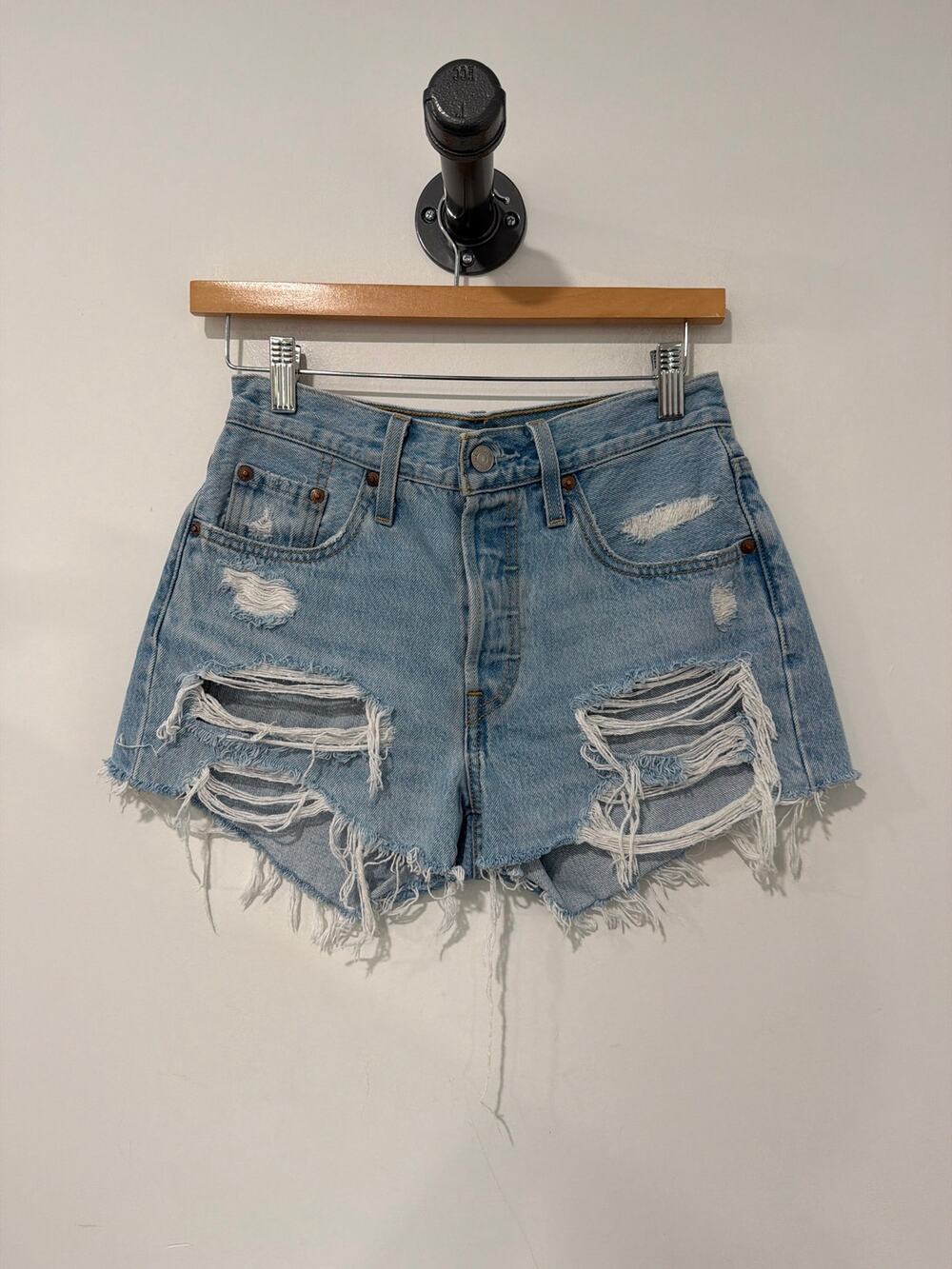 Levi's 501 Jean Shorts Distressed Cutoff 2" Blue Size 25